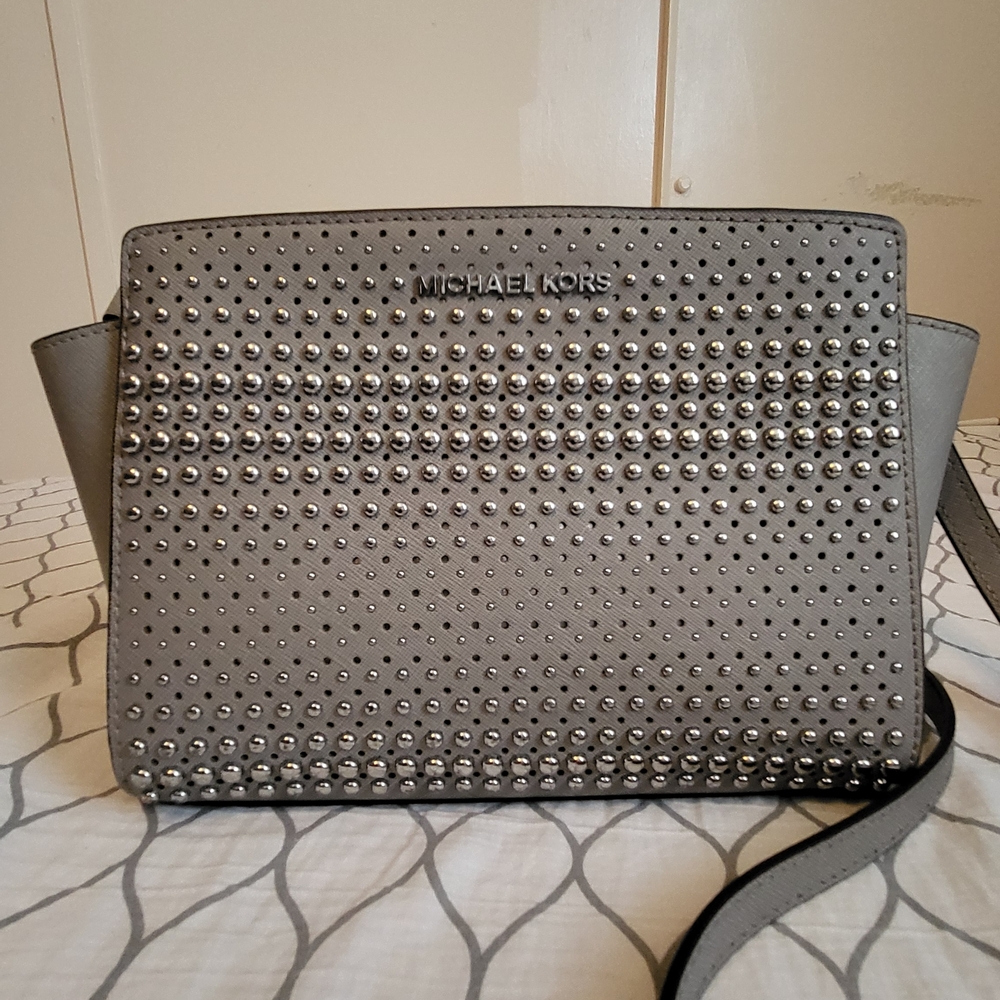 Michael Kors Gray Studded Crossbody Bag